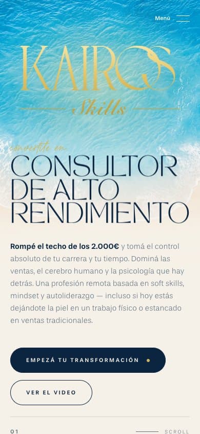 La web de Método Kairos en el celular
