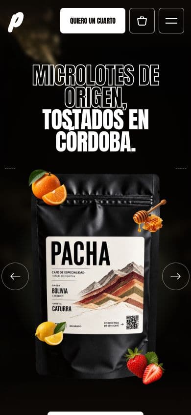 La web de Pacha en el celular