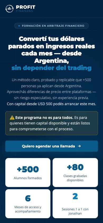 La web de Profit Finanzas en el celular